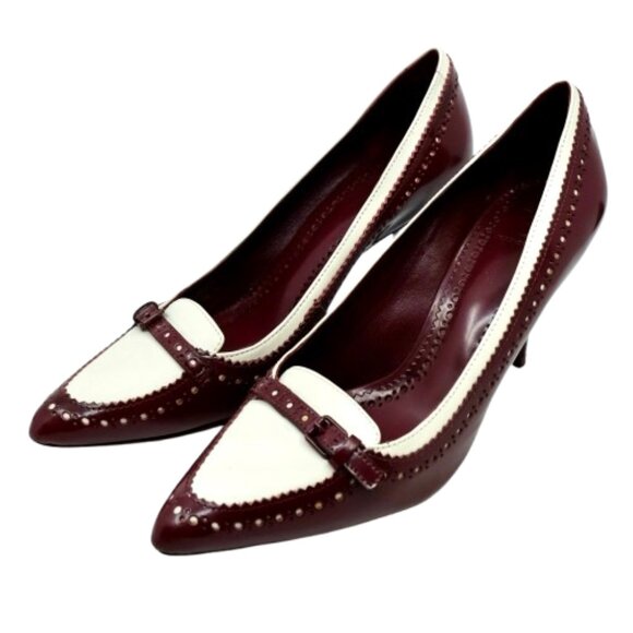 TORY BURCH~Darlene 85MM Pump~EQUESTRIAN CALF SKIN HEELED SHOES SIZE 9 - Picture 2 of 7